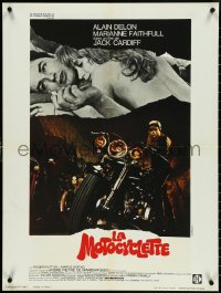 4w0559 GIRL ON A MOTORCYCLE French 24x32 1968 sexy biker Marianne Faithfull, Vaissier art!