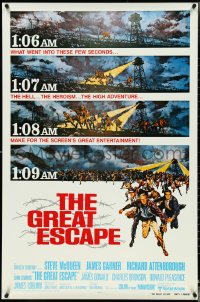 4w0836 GREAT ESCAPE int'l 1sh R1980 Steve McQueen, Bronson, Sturges WWII classic!