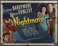 4w0383 NIGHTMARE 1/2sh 1942 Diana Barrymore & Brian Donlevy in a sensation of suspense, ultra rare!