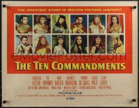4w0388 TEN COMMANDMENTS style B 1/2sh 1956 Charlton Heston, Yul Brynner & cast, Cecil B. DeMille!
