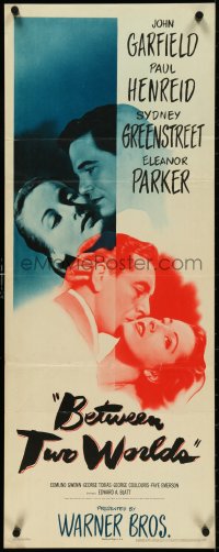 4w0149 BETWEEN TWO WORLDS insert 1944 John Garfield, Paul Henreid, Sydney Greenstreet, Parker!