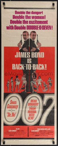 4w0166 DR. NO/FROM RUSSIA WITH LOVE insert 1965 Connery is James Bond, double danger & excitement!