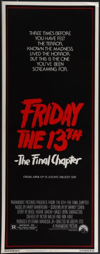 4w0173 FRIDAY THE 13th - THE FINAL CHAPTER insert 1984 Part IV, slasher sequel, Jason's unlucky day!