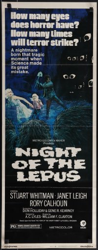 4w0195 NIGHT OF THE LEPUS insert 1972 cool monster art, how many eyes does horror have!