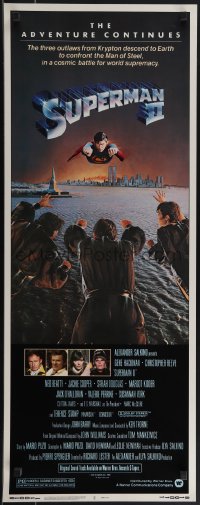 4w0221 SUPERMAN II insert 1981 Christopher Reeve, Terence Stamp, great artwork over New York City!