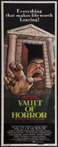 4w0227 VAULT OF HORROR insert 1973 Tales from Crypt sequel, cool art of death's waiting room!