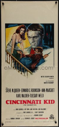 4w0117 CINCINNATI KID Italian locandina 1966 Steve McQueen & sexy Ann-Margret by Avelli, ultra rare!