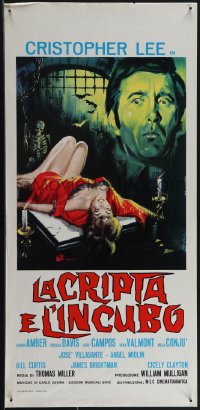 4w0138 TERROR IN THE CRYPT Italian locandina 1963 Piovano art of Christopher Lee over sexy woman!