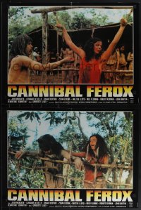 4w0288 CANNIBAL FEROX set of 8 Italian 19x26 pbustas 1982 Lenzi's Make Them Die Slowly!