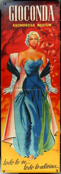 4w0502 GIOCONDA AMBROSA MEDIUM 27x78 Spanish magic poster 1950s great art of sexy female magician!