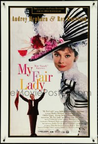 4w0919 MY FAIR LADY 1sh R1994 great close-up image of Audrey Hepburn, Rex Harrison!