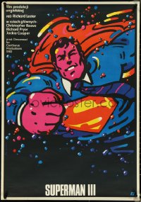 4w0691 SUPERMAN III Polish 27x38 1985 different art of Christopher Reeve by Waldemar Swierzy!