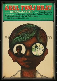 4w0695 ABEL YOUR BROTHER Polish 22x32 1970 Nasfeter, Hibner art of boy w/broken glasses, ultra rare!