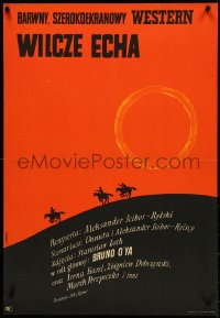 4w0715 WILCZE ECHA Polish 23x33 1968 Wilcze Echa, Stachurski western art of cowboys & sunset!