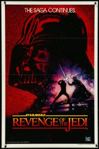 4w0946 RETURN OF THE JEDI undated teaser 1sh 1983 Revenge of the Jedi, Drew Struzan art, rare!