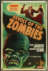 4w0951 REVOLT OF THE ZOMBIES 1sh R1947 cool artwork, they're not dead and they're not alive!