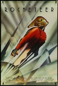 4w0957 ROCKETEER DS 1sh 1991 Walt Disney, vintage deco-style John Mattos art of him soaring into sky!