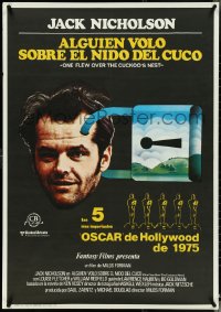 4w0666 ONE FLEW OVER THE CUCKOO'S NEST Spanish 1976 c/u of Jack Nicholson, Milos Forman classic!