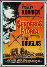4w0667 PATHS OF GLORY Spanish 1986 Stanley Kubrick, great artwork of Kirk Douglas in WWI!