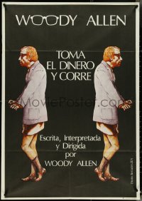 4w0672 TAKE THE MONEY & RUN Spanish R1980 wacky Woody Allen mugshot in classic mockumentary!