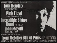 4w0257 PARIS PULLMAN CINEMA 11x15 English special poster 1970s Jimi Hendrix, Pink Floyd, ultra rare!