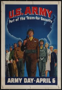 4w0323 U.S. ARMY ARMY DAY APRIL 6 17x25 special poster 1949 military servicemen and civilians, rare!