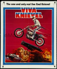 4w0595 VIVA KNIEVEL 27x33 special poster 1977 the daredevil jumping his motorcycle by Roy Anderson!