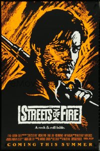 4w1003 STREETS OF FIRE advance 1sh 1984 Walter Hill, Riehm orange dayglo art, a rock & roll fable!