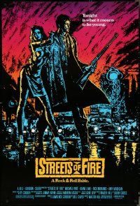 4w1001 STREETS OF FIRE 1sh 1984 Walter Hill, Michael Pare, Diane Lane, artwork by Riehm, no borders!