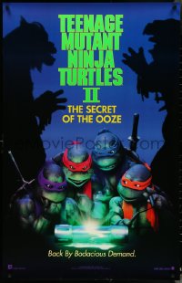 4w1006 TEENAGE MUTANT NINJA TURTLES II teaser 25x39 1sh 1991 Secret of the Ooze, borderless design!