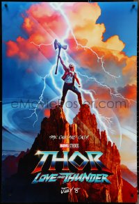 4w1012 THOR: LOVE & THUNDER teaser DS 1sh 2022 Chris Hemsworth in title role holding axe on mountain!