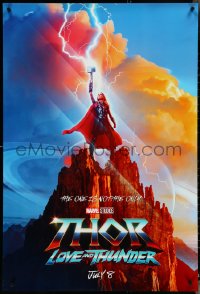 4w1013 THOR: LOVE & THUNDER teaser DS 1sh 2022 sexy Natalie Portman holding hammer on mountain!