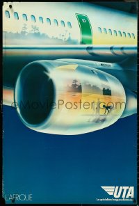 4w0549 UTA L'AFRIQUE 24x36 French travel poster 1970s reflection on McDonnell Douglas DC-10, rare!