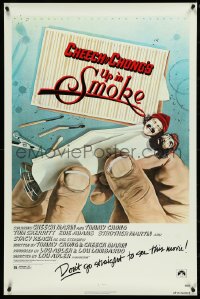 4w1028 UP IN SMOKE recalled 1sh 1978 Cheech & Chong marijuana drug classic, original tagline!