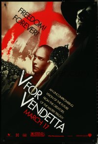 4w1030 V FOR VENDETTA teaser 1sh 2005 Wachowskis, Natalie Portman, Hugo Weaving, city in flames!