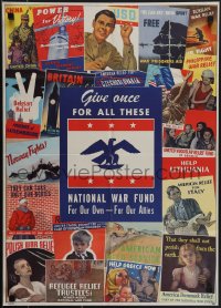 4w0329 GIVE ONCE FOR ALL THESE 20x28 WWII war poster 1940s montage of war posters, ultra rare!