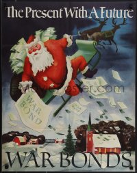 4w0338 PRESENT WITH A FUTURE 22x28 WWII war poster 1942 Adolf Dehn art of Santa giving war bonds!