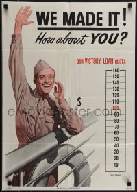 4w0343 WE MADE IT HOW ABOUT YOU 18x26 WWII war poster 1945 Fagg art of waving soldier & graph!