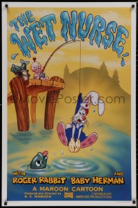 4w1041 WET NURSE Kilian 1sh 1988 Baby Herman goes fishing w/Roger Rabbit as the bait!