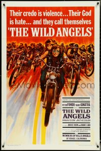 4w1043 WILD ANGELS 1sh 1966 classic art of biker Peter Fonda & sexy Nancy Sinatra on motorcycle!