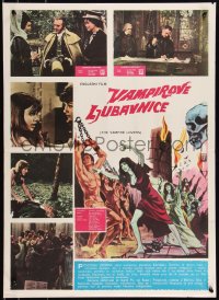 4w0262 VAMPIRE LOVERS Yugoslavian 20x27 1970 Hammer, deadly the blood-nymphs, pink title style!