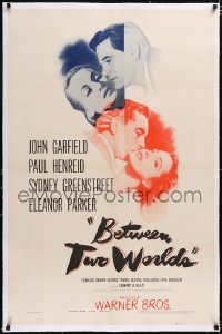 4x0089 BETWEEN TWO WORLDS linen 1sh 1944 John Garfield, Paul Henreid, Eleanor Parker, Greenstreet