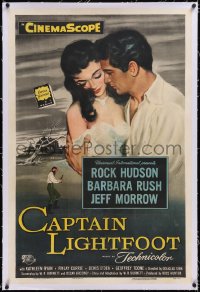 4x0140 CAPTAIN LIGHTFOOT linen 1sh 1955 Rock Hudson, Barbara Rush, Douglas Sirk, Brown & Jonson art!