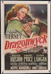 4x0230 DRAGONWYCK linen 1sh 1946 great stone litho of beautiful Gene Tierney, Ernst Lubitsch!