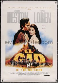 4x0240 EL CID linen 1sh R1993 Anthony Mann, Charlton Heston, sexy Sophia Loren, fully restored version!