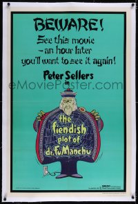 4x0257 FIENDISH PLOT OF DR. FU MANCHU linen teaser 1sh 1980 great wacky art of Asian Peter Sellers!