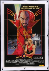 4x0266 FLASH GORDON linen 1sh 1980 Richard Amsel art of Sam Jones, Melody Anderson & Max Von Sydow!