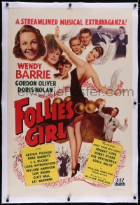 4x0271 FOLLIES GIRL linen 1sh 1943 sexy showgirl Wendy Barrie, streamlined musical extravaganza!