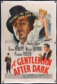 4x0291 GENTLEMAN AFTER DARK linen 1sh 1942 art of dapper Brian Donlevy & sexy Miriam Hopkins!