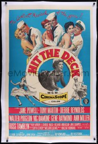 4x0348 HIT THE DECK linen 1sh 1955 Debbie Reynolds, Jane Powell, Tony Martin, Pidgeon, Ann Miller